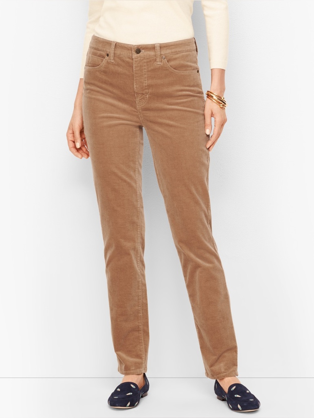 Talbots Petites Size 6P Heritage Light Brown Corduroy 5 Pocket Straight Jeans